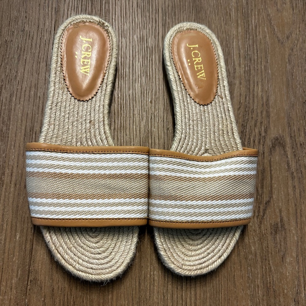 J Crew Striped Espadrille Slide Sandals-Size 8